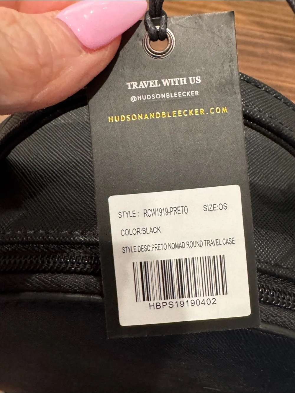 Hudson + Bleecker Preto Nomad Black Round Travel Kit Case